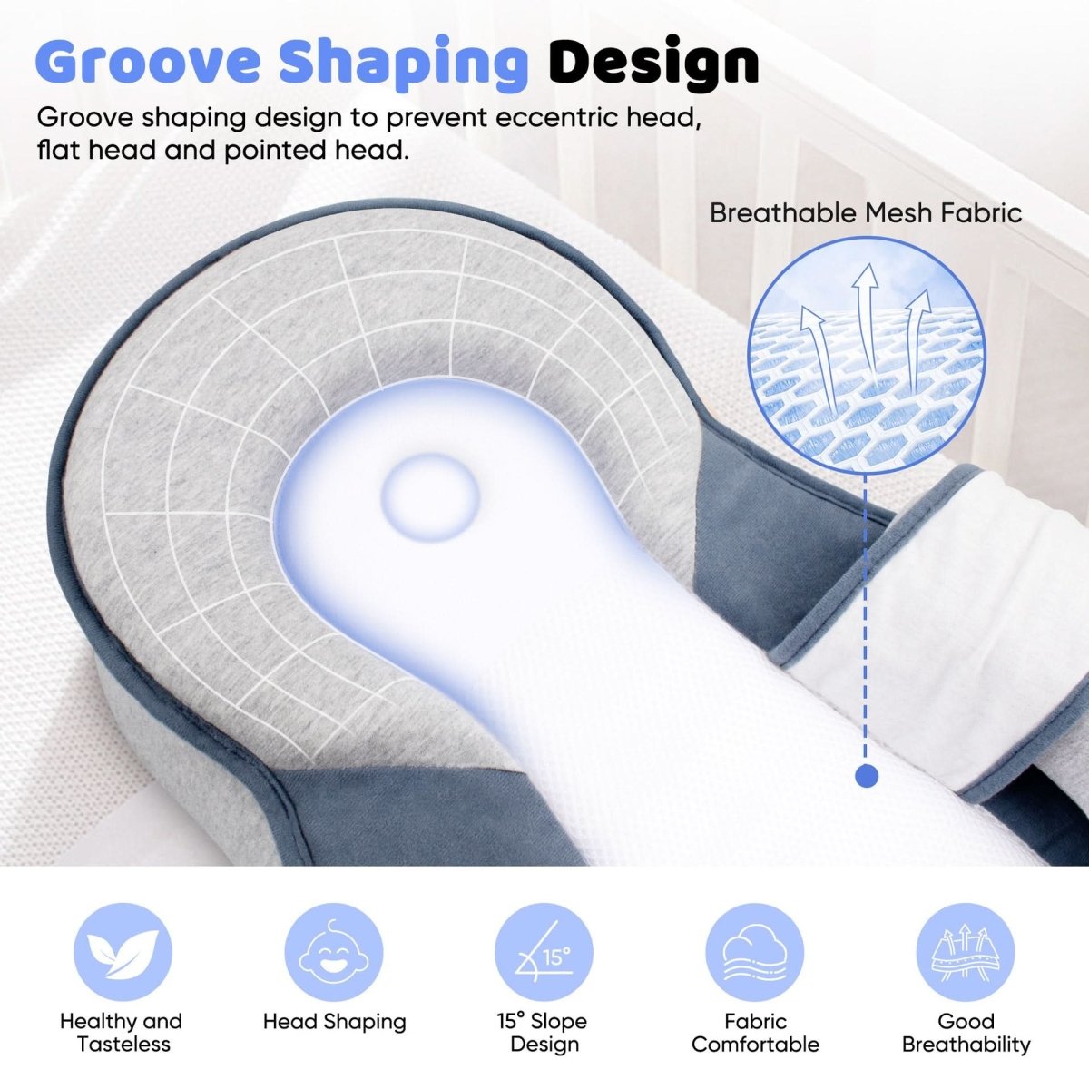 Infant Head-Shaping Sleep Pillow – Pediatrician-Backed Ergonomic Baby Support for Crib & Bassinet | Thomler