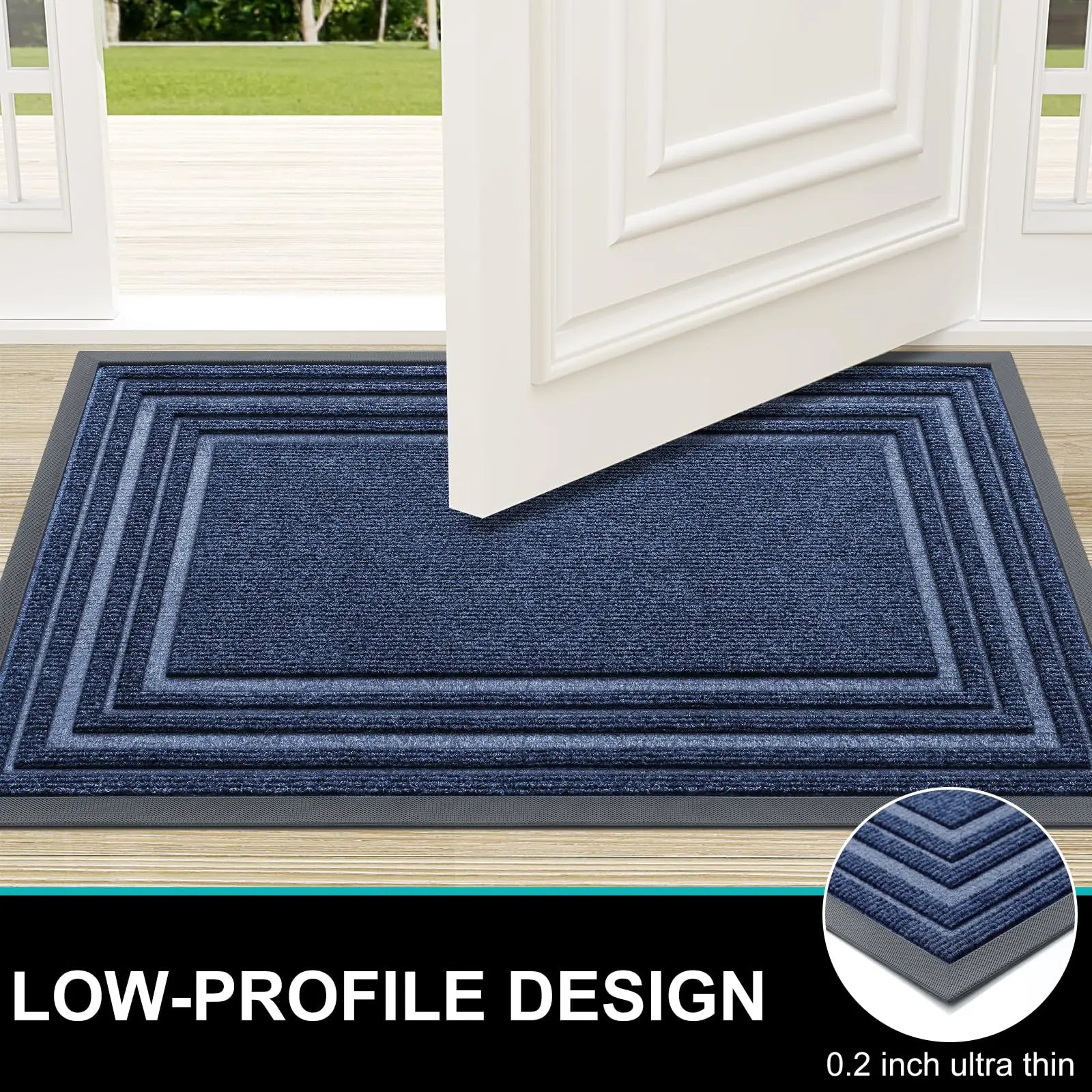 Doormat Rubber Low Profile Indoor Outdoor Entrance Hallway Patio Non Slip Dirt Trapping Weather Resistant Floor Mat | Thomler