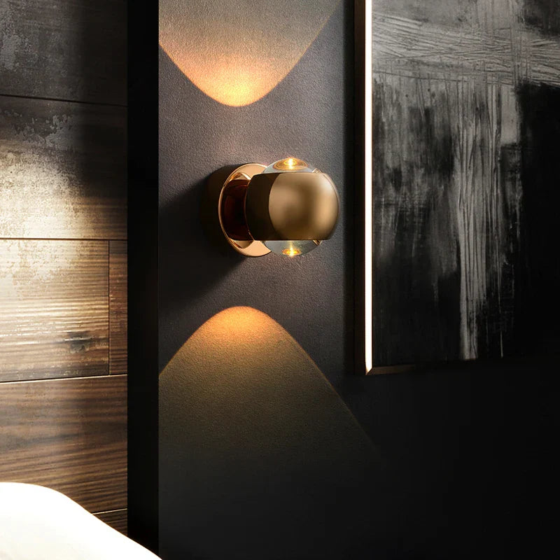 Contemporary Copper LED Wall Sconce Up Down Light for Entryway Hallway Bedroom Bathroom Gold Black Chrome | Thomler