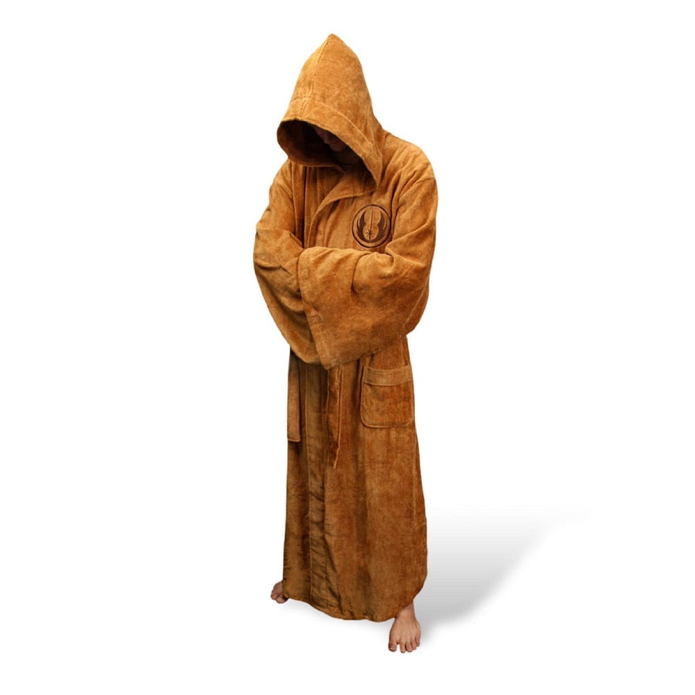 Men's Hooded Flannel Bathrobe | Long Absorbent Spa Robe with Belt for Shower Bathroom | Plush Warm Loungewear Housecoat | Thomler