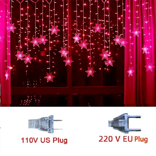 Snowflake Cascading Window Curtain Lights 10.5 ft LED String with 8 Modes for Indoor Outdoor Holiday Decoration | Thomler