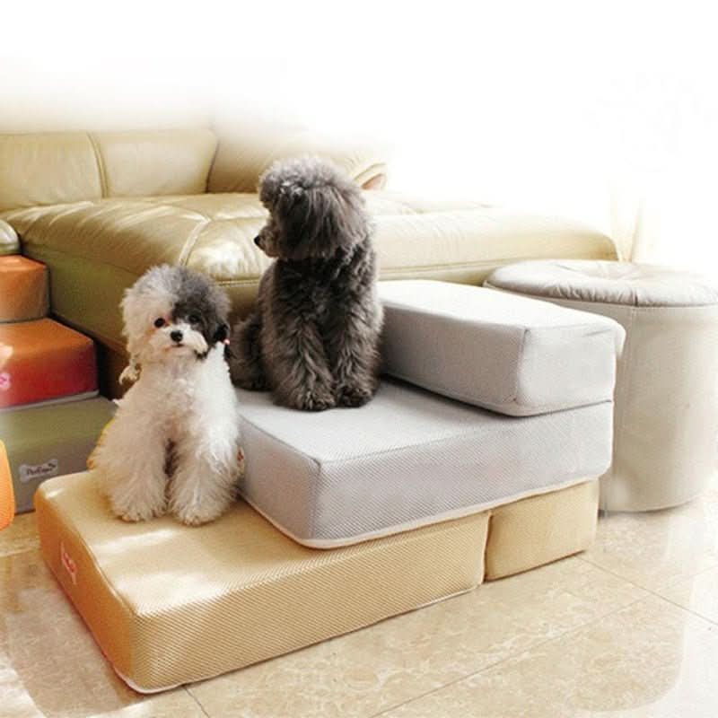 Foam Pet Steps with Anti-Slip Surface – Cushioned 2-Tier Ramp for Small Dogs & Cats | Thomler