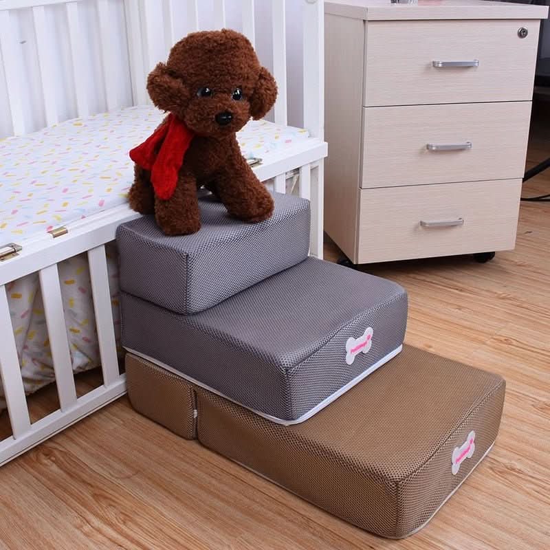 Foam Pet Steps with Anti-Slip Surface – Cushioned 2-Tier Ramp for Small Dogs & Cats | Thomler