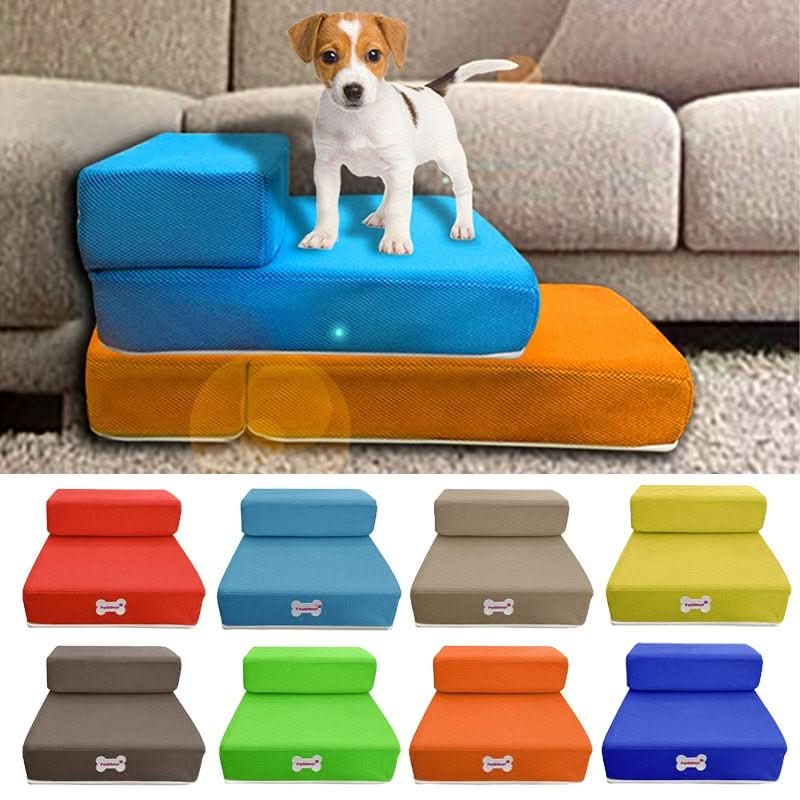 Foam Pet Steps with Anti-Slip Surface – Cushioned 2-Tier Ramp for Small Dogs & Cats | Thomler