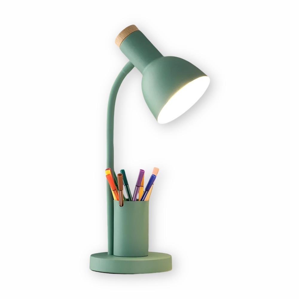 Desk Lamp Adjustable 45.0 cm (17.7") With Phone Holder Pen Storage Wrought Iron Base Task Light Study Bedroom Office | Thomler