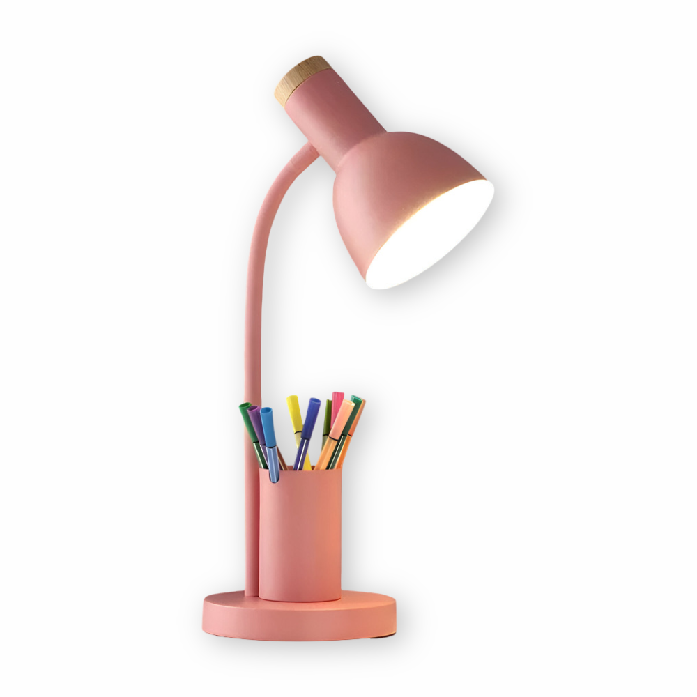 Desk Lamp Adjustable 45.0 cm (17.7") With Phone Holder Pen Storage Wrought Iron Base Task Light Study Bedroom Office | Thomler