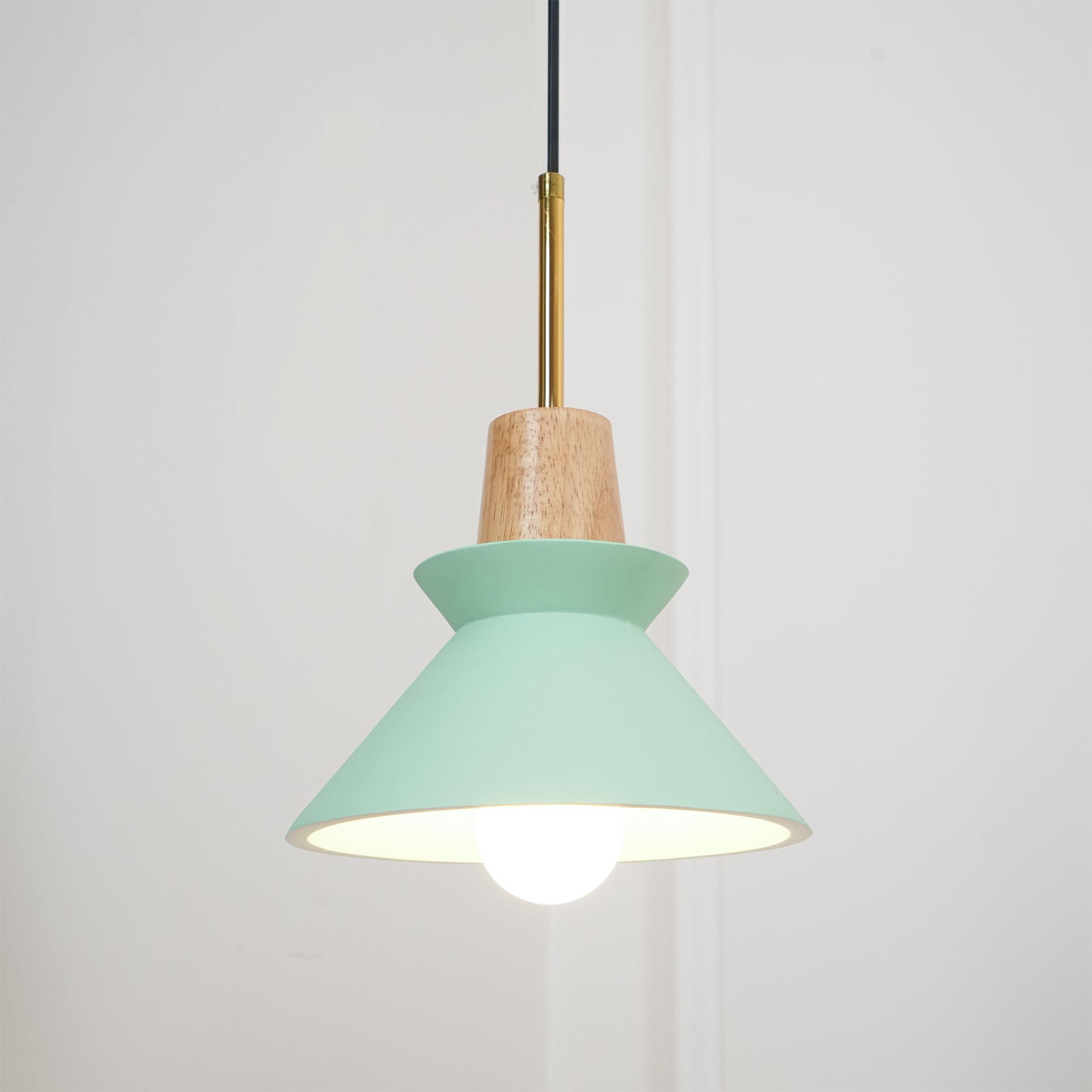 Pendant Light Resin Wood 8.7 in Dining Room Kitchen Island Hanging Ceiling Lamp Scandinavian Style | Thomler