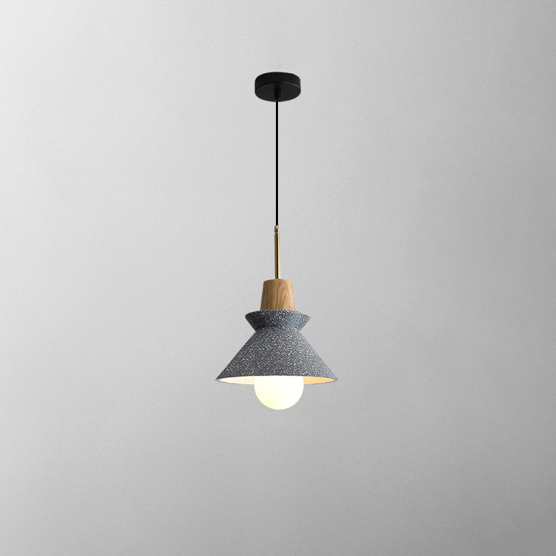 Pendant Light Resin Wood 8.7 in Dining Room Kitchen Island Hanging Ceiling Lamp Scandinavian Style | Thomler