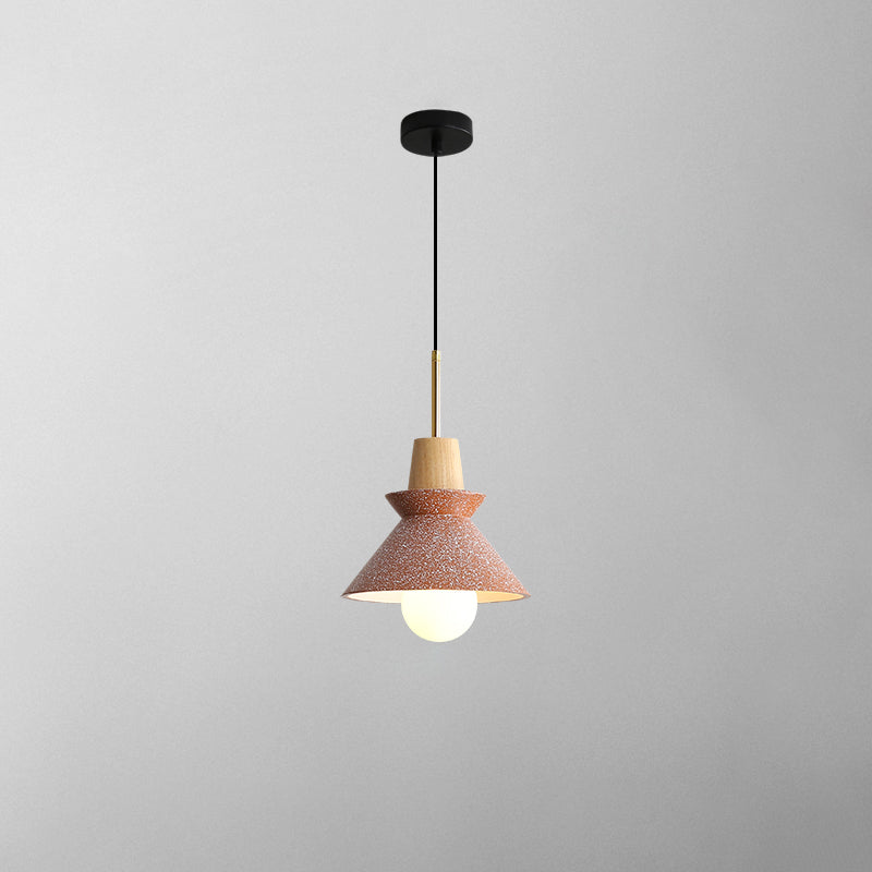 Pendant Light Resin Wood 8.7 in Dining Room Kitchen Island Hanging Ceiling Lamp Scandinavian Style | Thomler