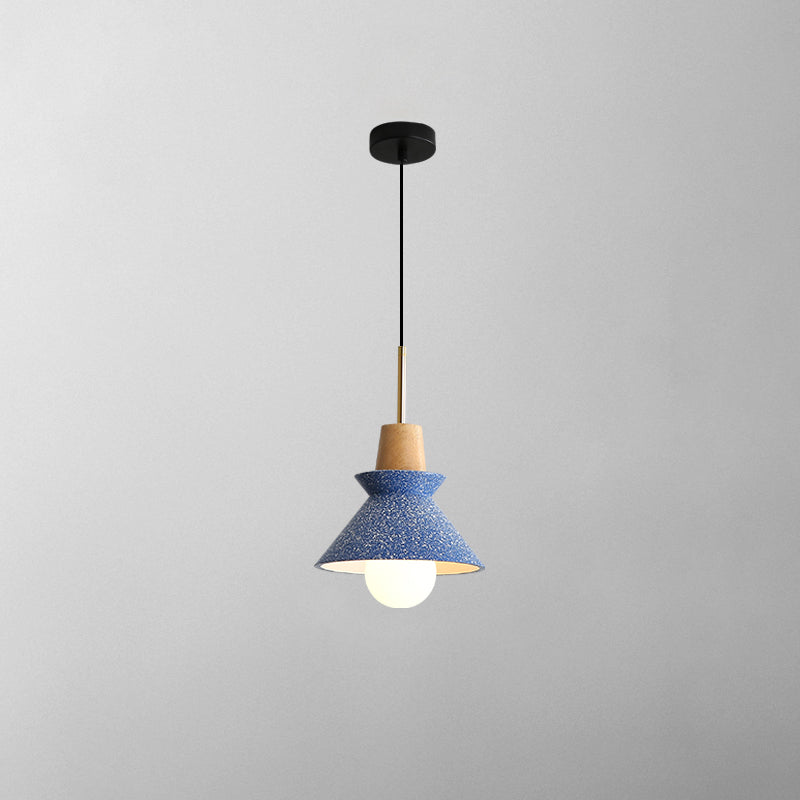 Pendant Light Resin Wood 8.7 in Dining Room Kitchen Island Hanging Ceiling Lamp Scandinavian Style | Thomler