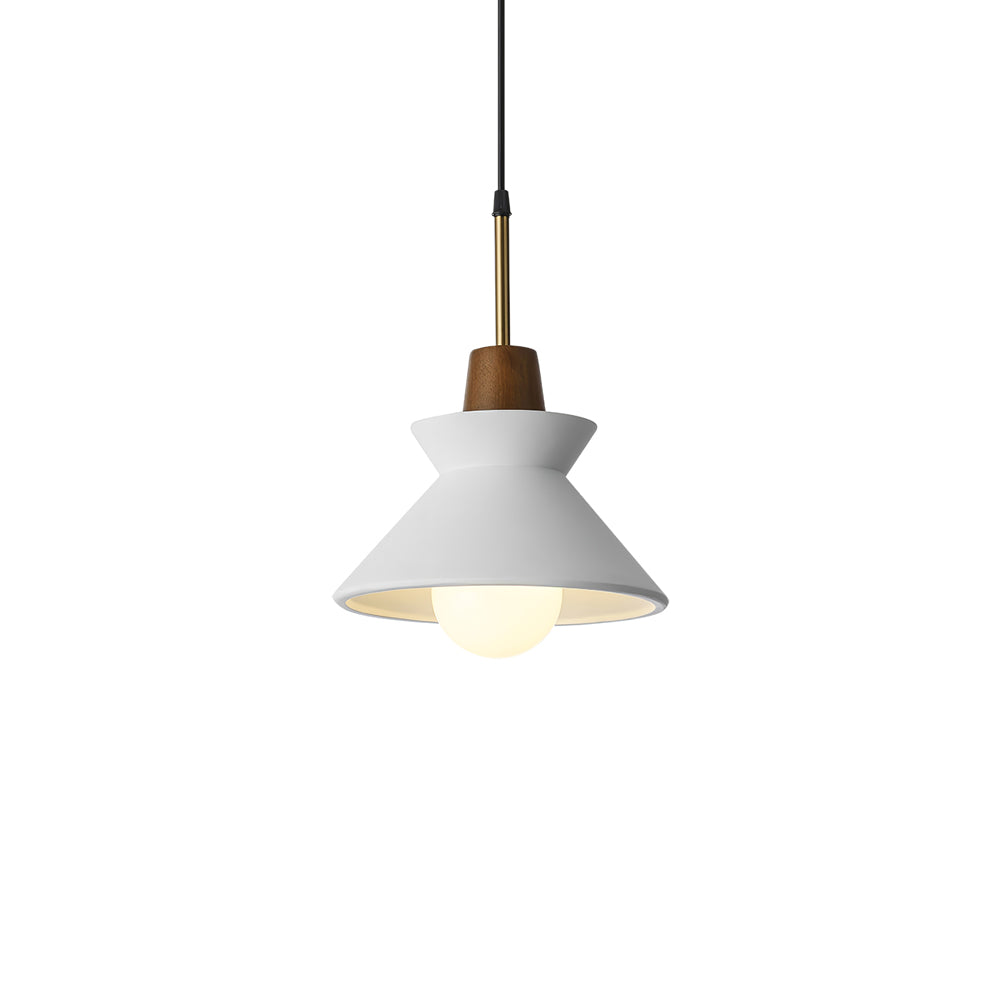 Pendant Light Resin Wood 8.7 in Dining Room Kitchen Island Hanging Ceiling Lamp Scandinavian Style | Thomler