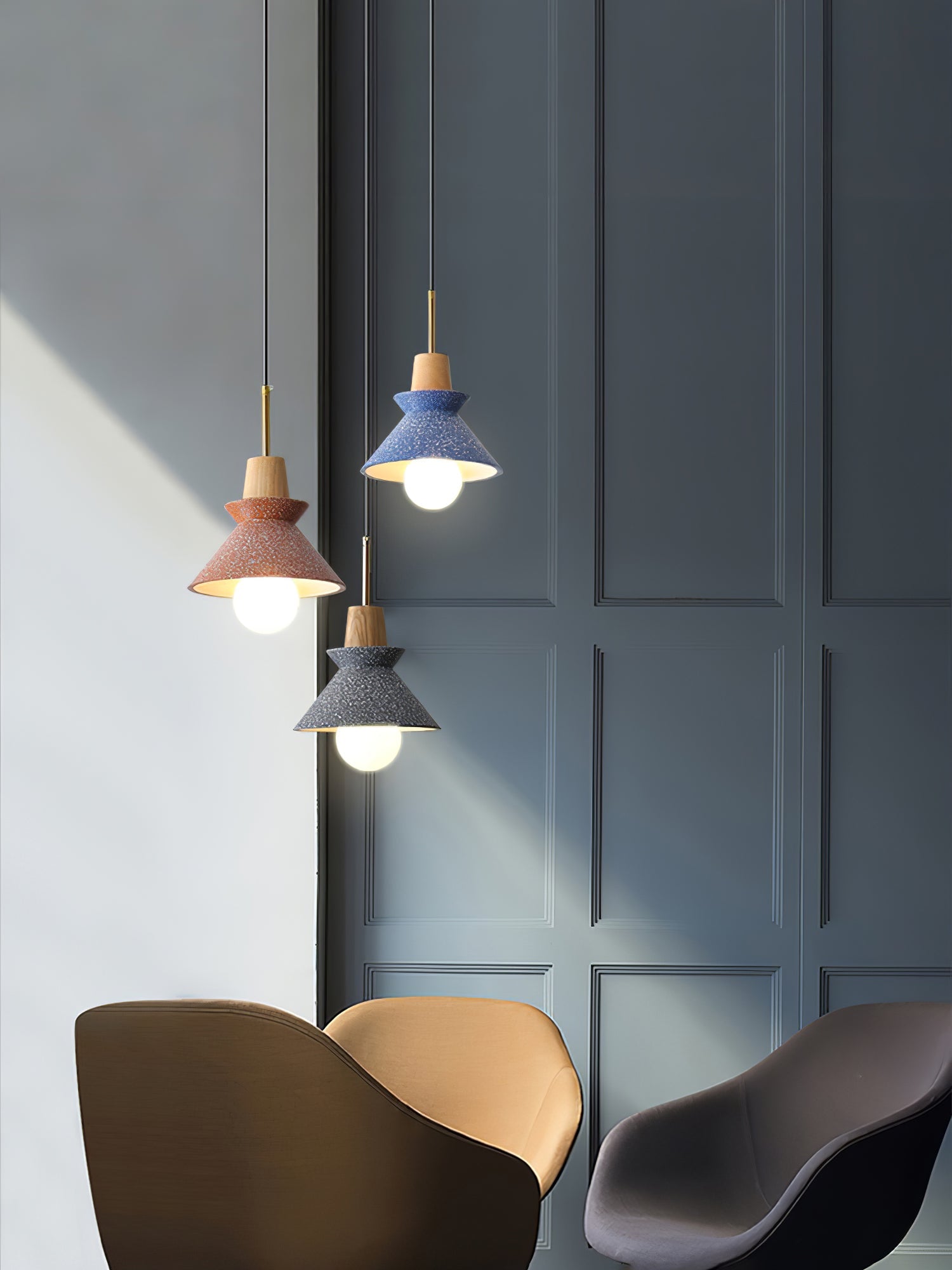 Pendant Light Resin Wood 8.7 in Dining Room Kitchen Island Hanging Ceiling Lamp Scandinavian Style | Thomler