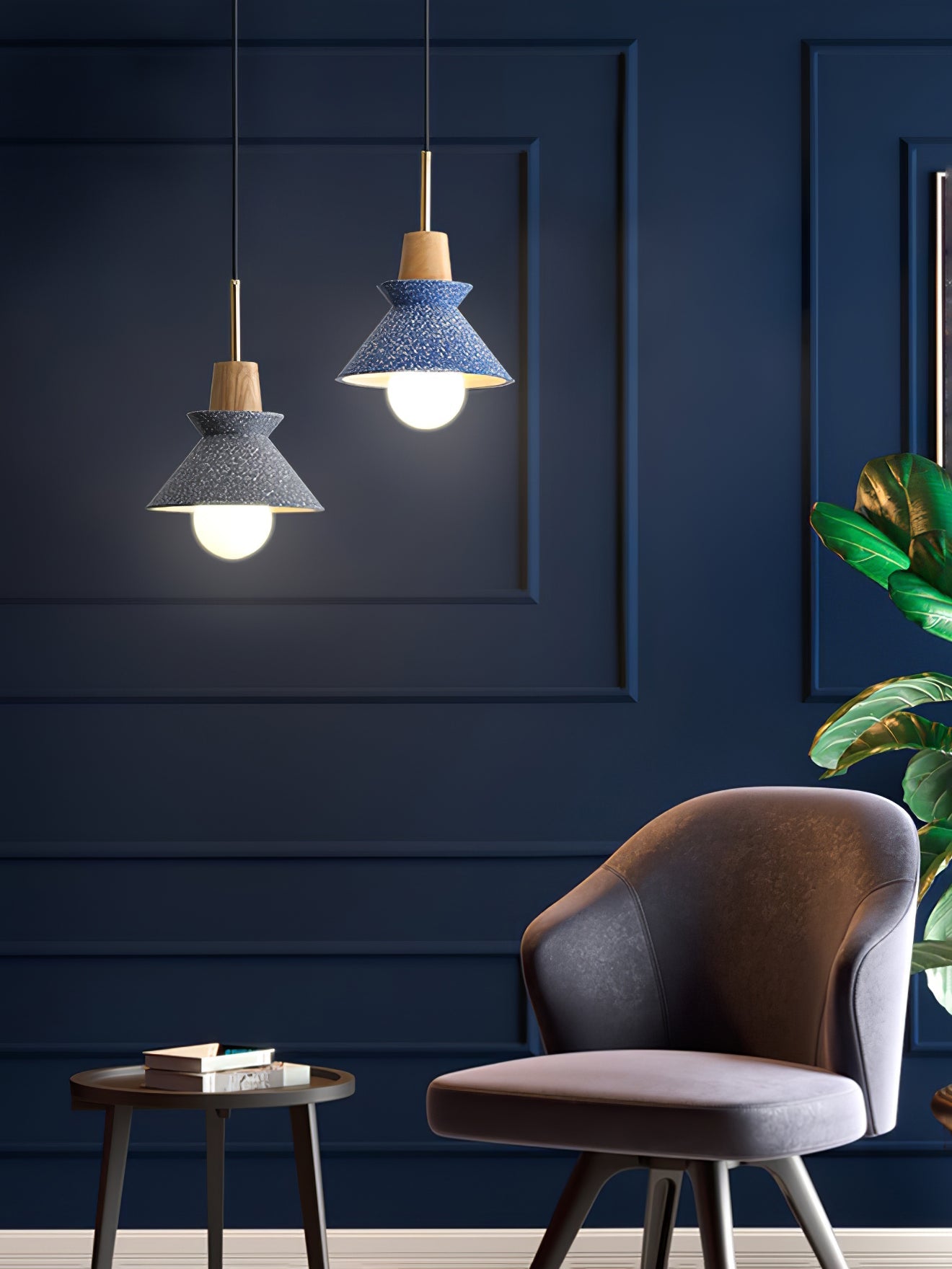 Pendant Light Resin Wood 8.7 in Dining Room Kitchen Island Hanging Ceiling Lamp Scandinavian Style | Thomler