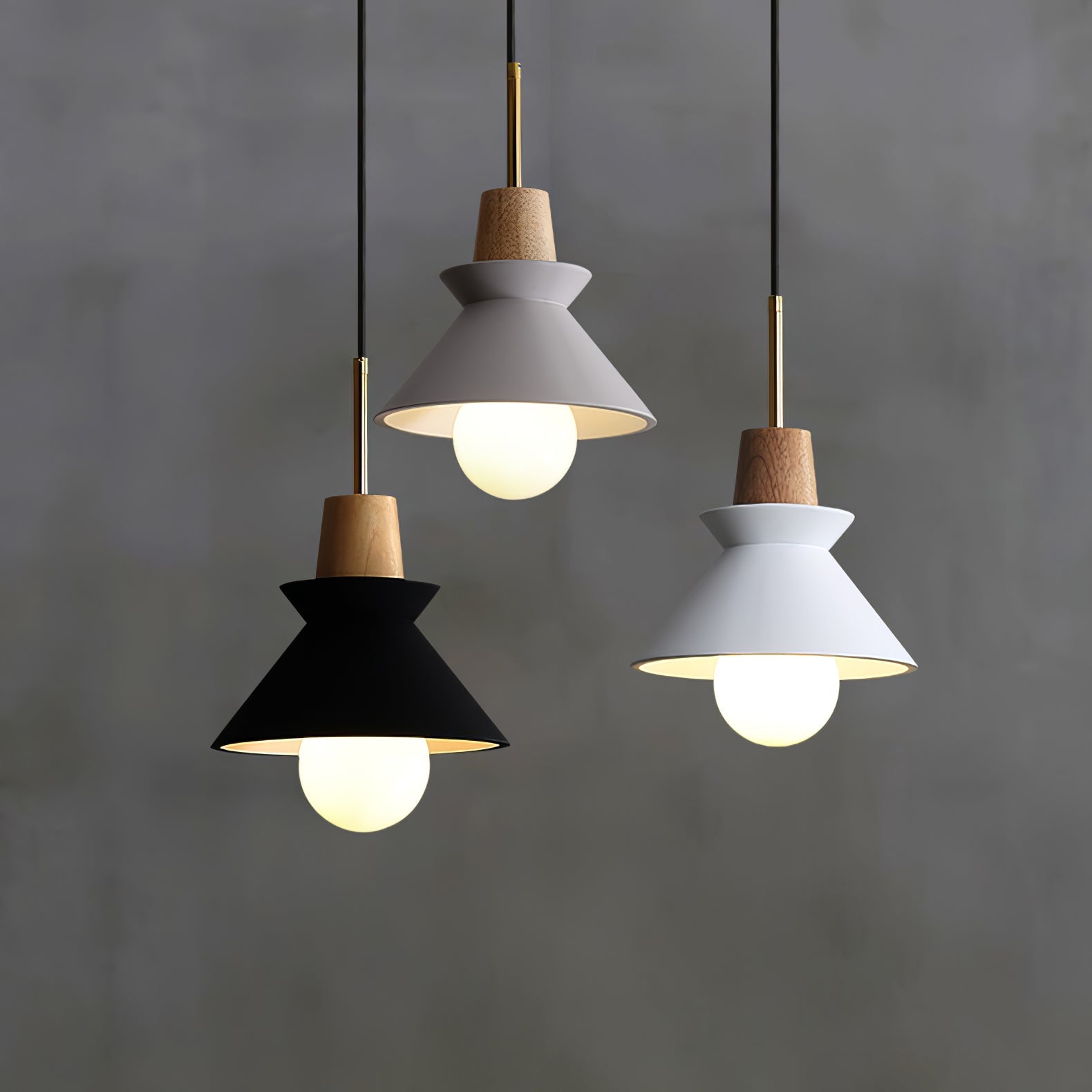 Pendant Light Resin Wood 8.7 in Dining Room Kitchen Island Hanging Ceiling Lamp Scandinavian Style | Thomler