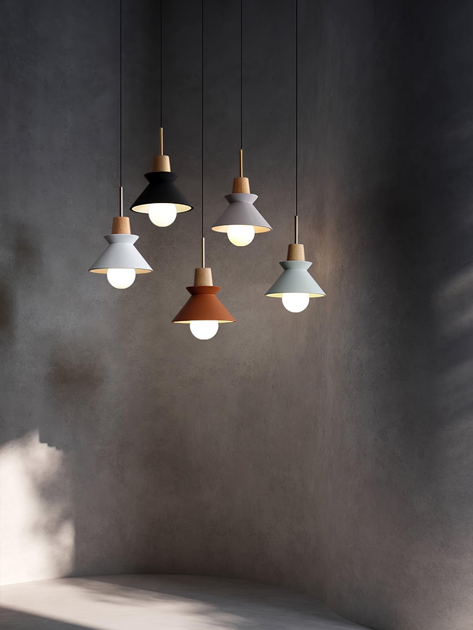 Pendant Light Resin Wood 8.7 in Dining Room Kitchen Island Hanging Ceiling Lamp Scandinavian Style | Thomler