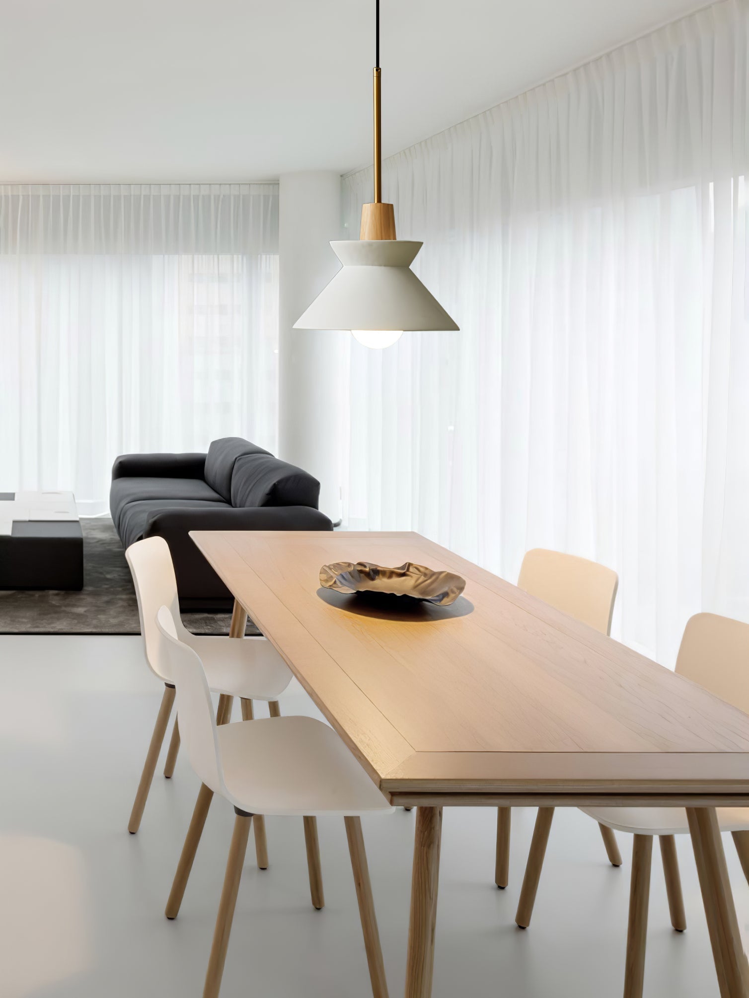 Pendant Light Resin Wood 8.7 in Dining Room Kitchen Island Hanging Ceiling Lamp Scandinavian Style | Thomler