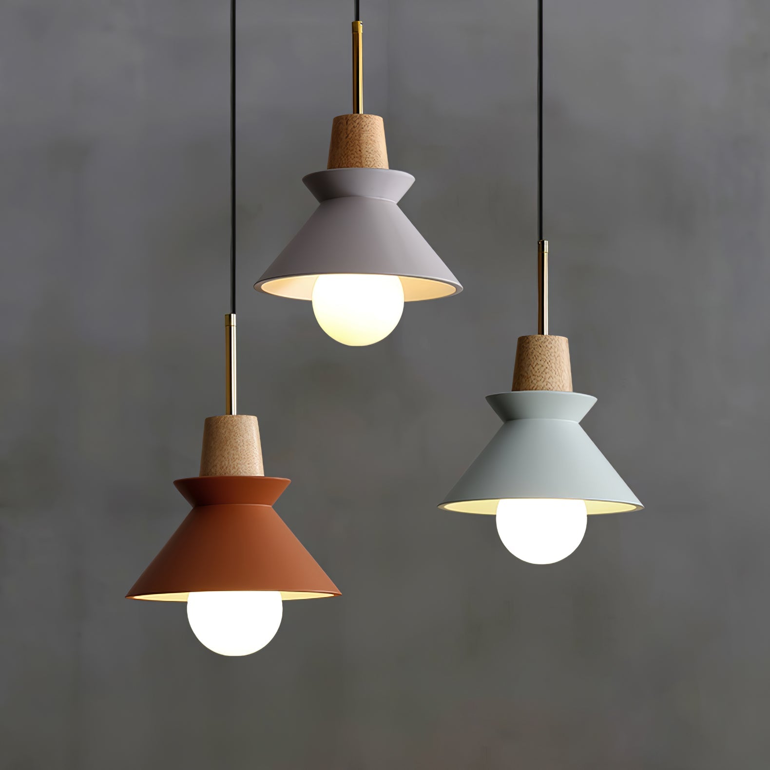 Pendant Light Resin Wood 8.7 in Dining Room Kitchen Island Hanging Ceiling Lamp Scandinavian Style | Thomler