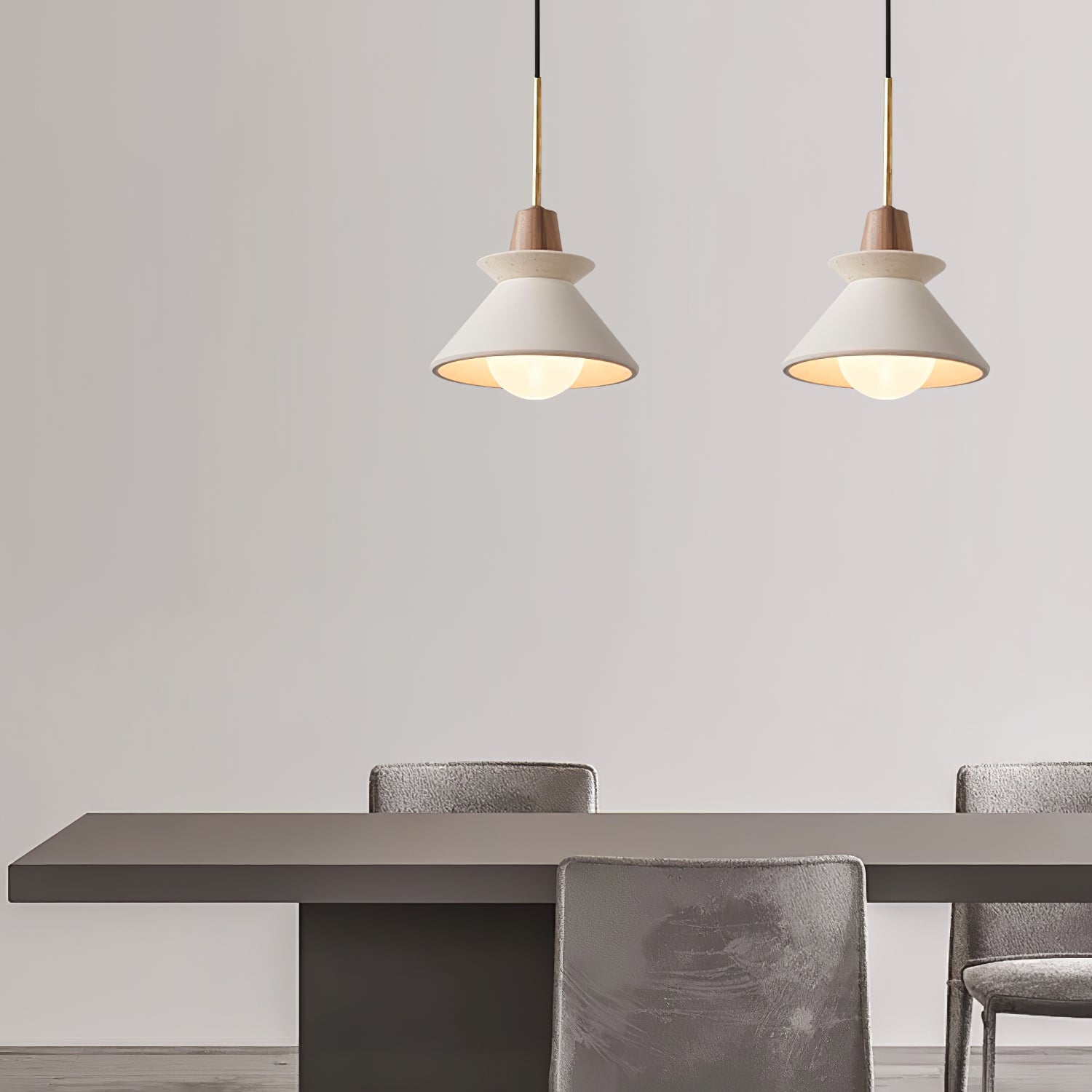 Pendant Light Resin Wood 8.7 in Dining Room Kitchen Island Hanging Ceiling Lamp Scandinavian Style | Thomler
