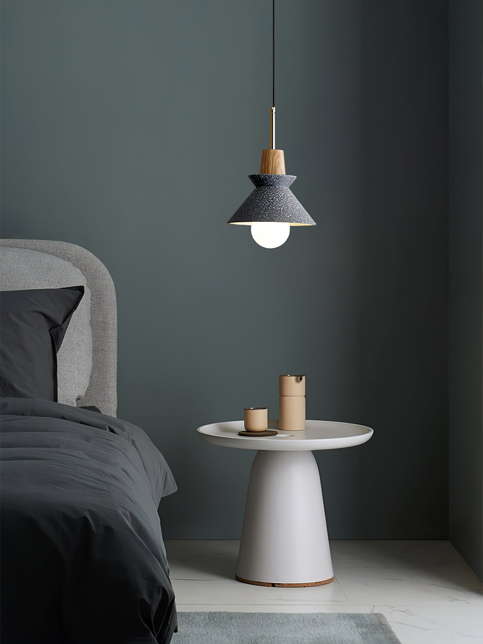Pendant Light Resin Wood 8.7 in Dining Room Kitchen Island Hanging Ceiling Lamp Scandinavian Style | Thomler