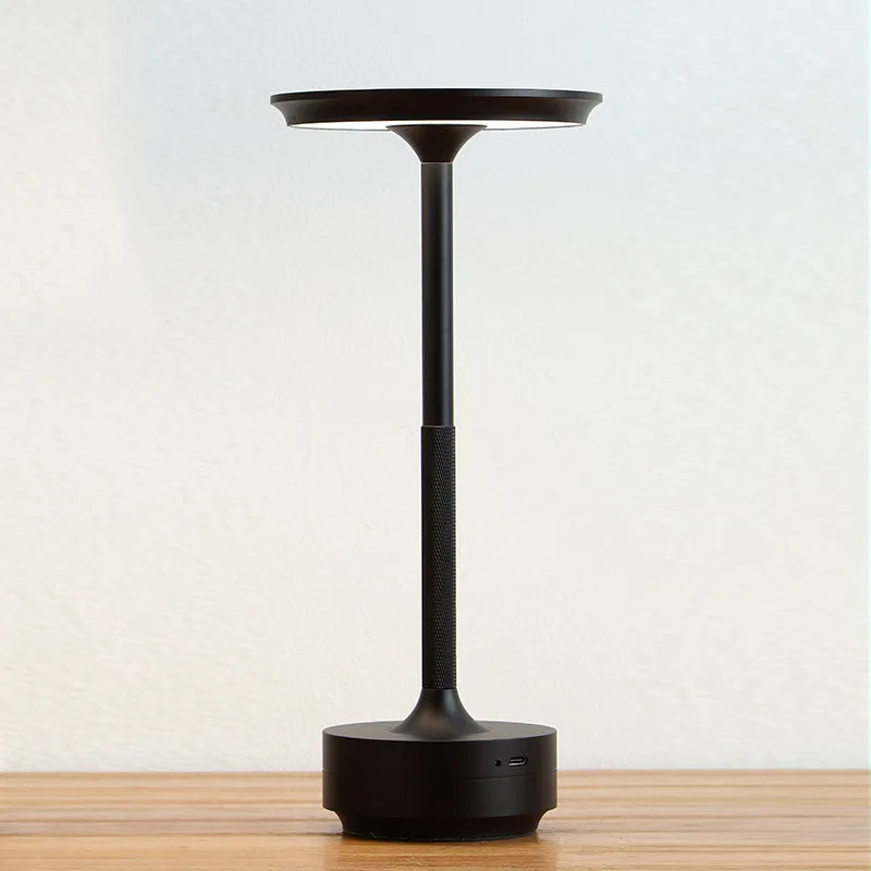 USB Rechargeable LED Desk Lamp with Touch Dimmer Control in Matte Aluminum Finish for Bedside, Dining Room, Office & Patio Use | Thomler