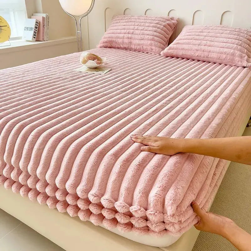 Plush Faux Fur Fitted Sheet Deep Pocket Mattress Cover Soft Cozy Bedding All Season Comfort Twin Full Queen King Size Bed Linen | Thomler