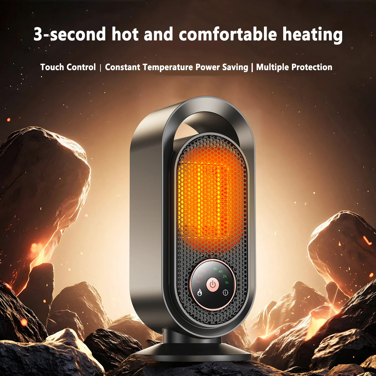 Compact 1000W PTC Ceramic Space Heater with Overheat Protection – Fast-Heating Wall Outlet Warmer for Small Rooms, Desks, Bedrooms & Offices | Thomler