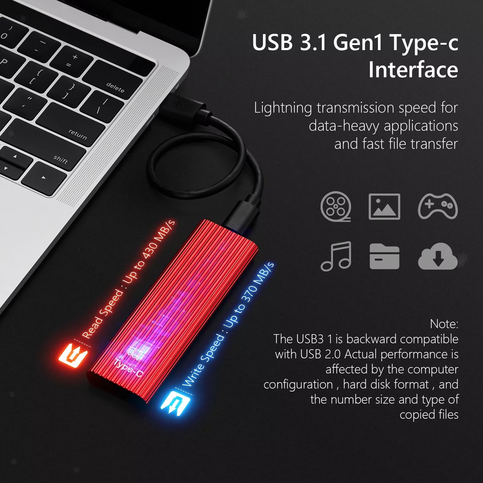 Pocket-Sized Solid State Drive USB 3.1 for Mac & PC | Portable High-Speed Data Storage External Hard Drive Backup | Compact SSD for Gaming L | Thomler