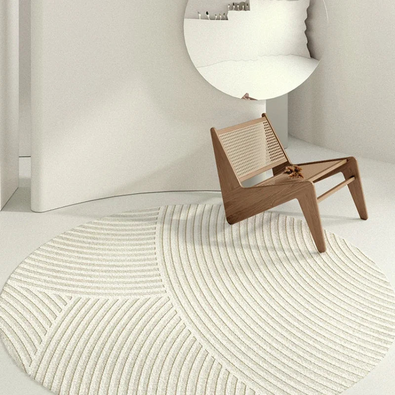 Round Area Rug with Geometric Pattern – Non-Slip Circular Floor Mat for Living Room, Bedroom & Entryway – Water-Resistant Soft Padded | Thomler