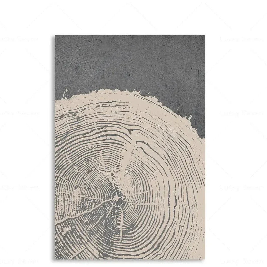 Canvas Wall Art Polyester 24 in x 18 in Tree Rings Abstract Home Décor Rustic Modern Artwork | Thomler