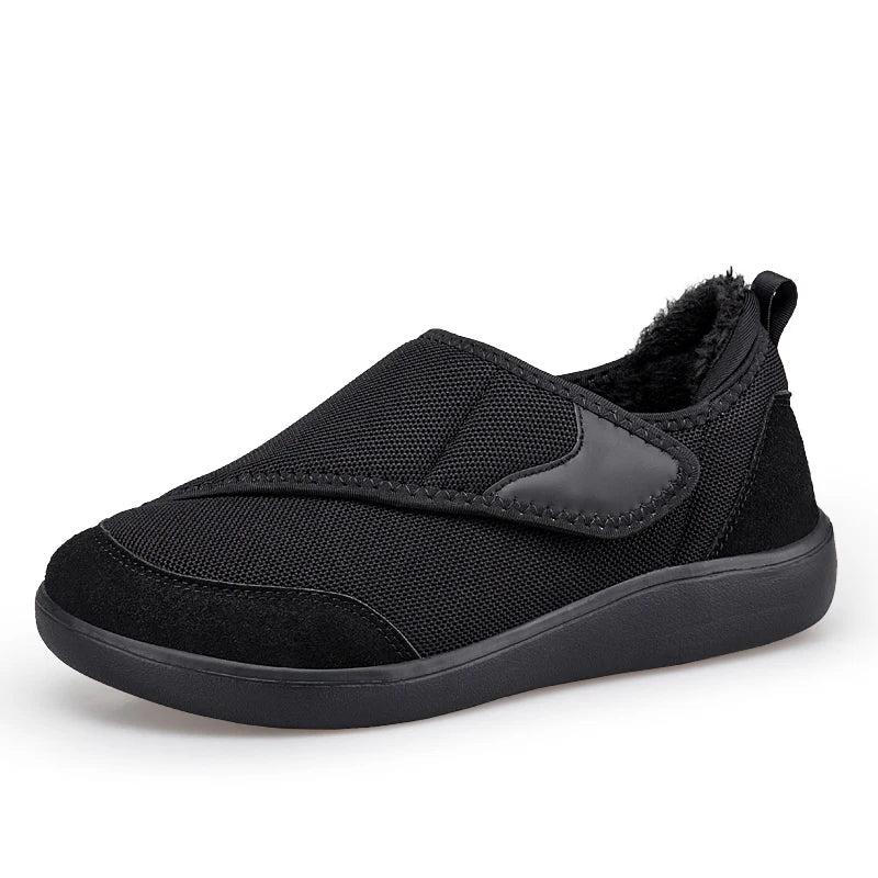 Extra-Wide Orthopedic Slip-On Sneakers with Fur Lining for Swollen Feet & Bunions – Adjustable Hook-and-Loop Senior Comfort Shoes | Thomler