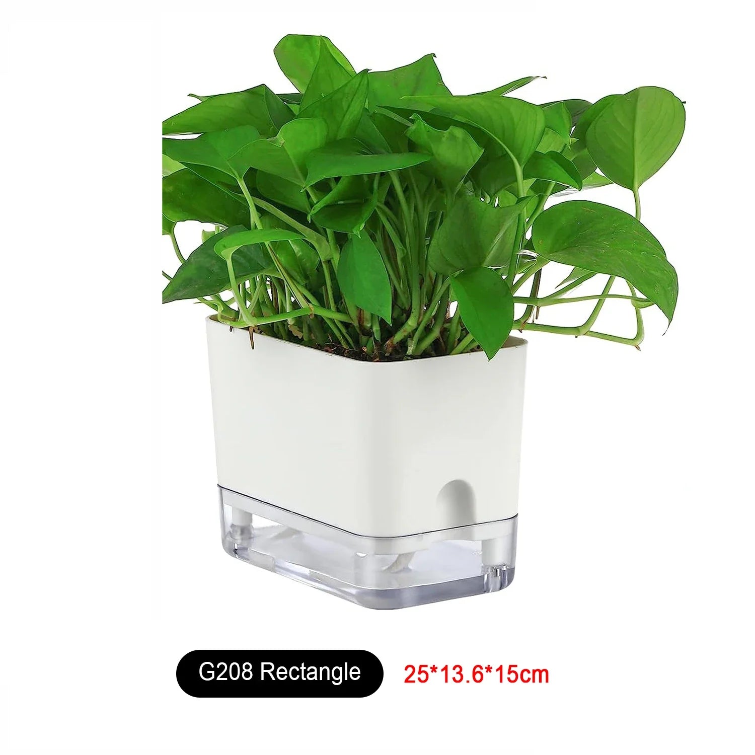Flower Pot Self Watering PP AS Plastic 25.0 cm White Indoor Herb Planter Hydroponic Windowsill Office Container | Thomler