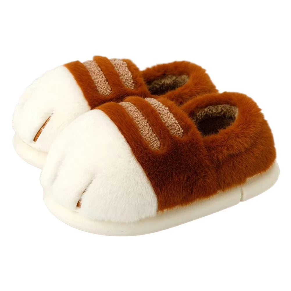 Plush Cat Paw Slippers for Women Indoor Outdoor Soft Furry House Shoes Anti-Slip Cozy Slides Loafer Mules Winter | Thomler