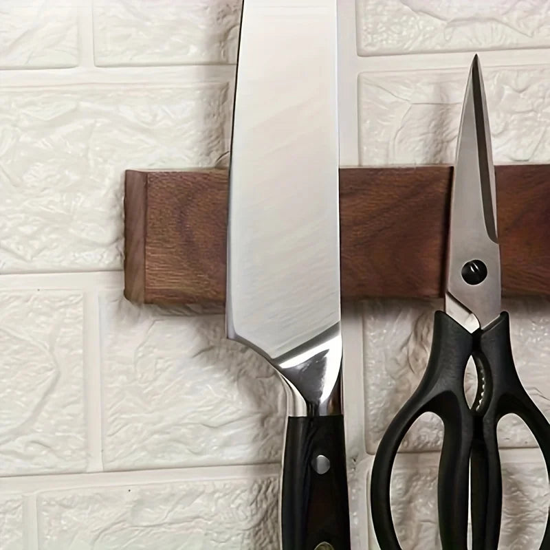 Magnetic Knife Strip Solid Walnut Wood 40.0 cm Dark Wall Mounted Kitchen Knife Holder Rack Organiser | Thomler