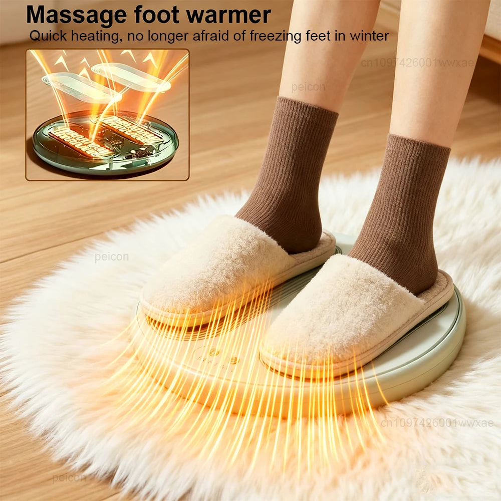 USB Heated Foot Warmer Pad with Vibration Massage & Adjustable Heat Settings for Cold Feet Relief at Home, Office & Travel | Thomler