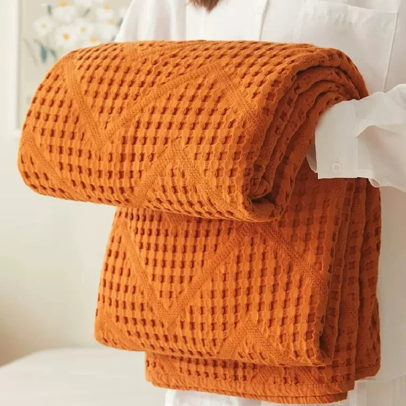 Lightweight Cotton Muslin Throw Blanket for Couch, Bed & Travel – Breathable All-Season Woven Cover | Thomler