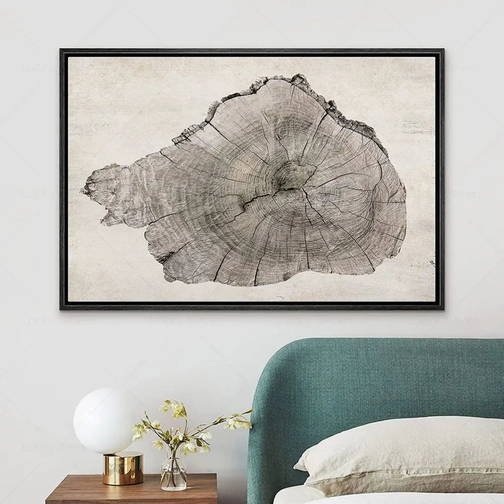 Canvas Wall Art Polyester 24 in x 18 in Tree Rings Abstract Home Décor Rustic Modern Artwork | Thomler