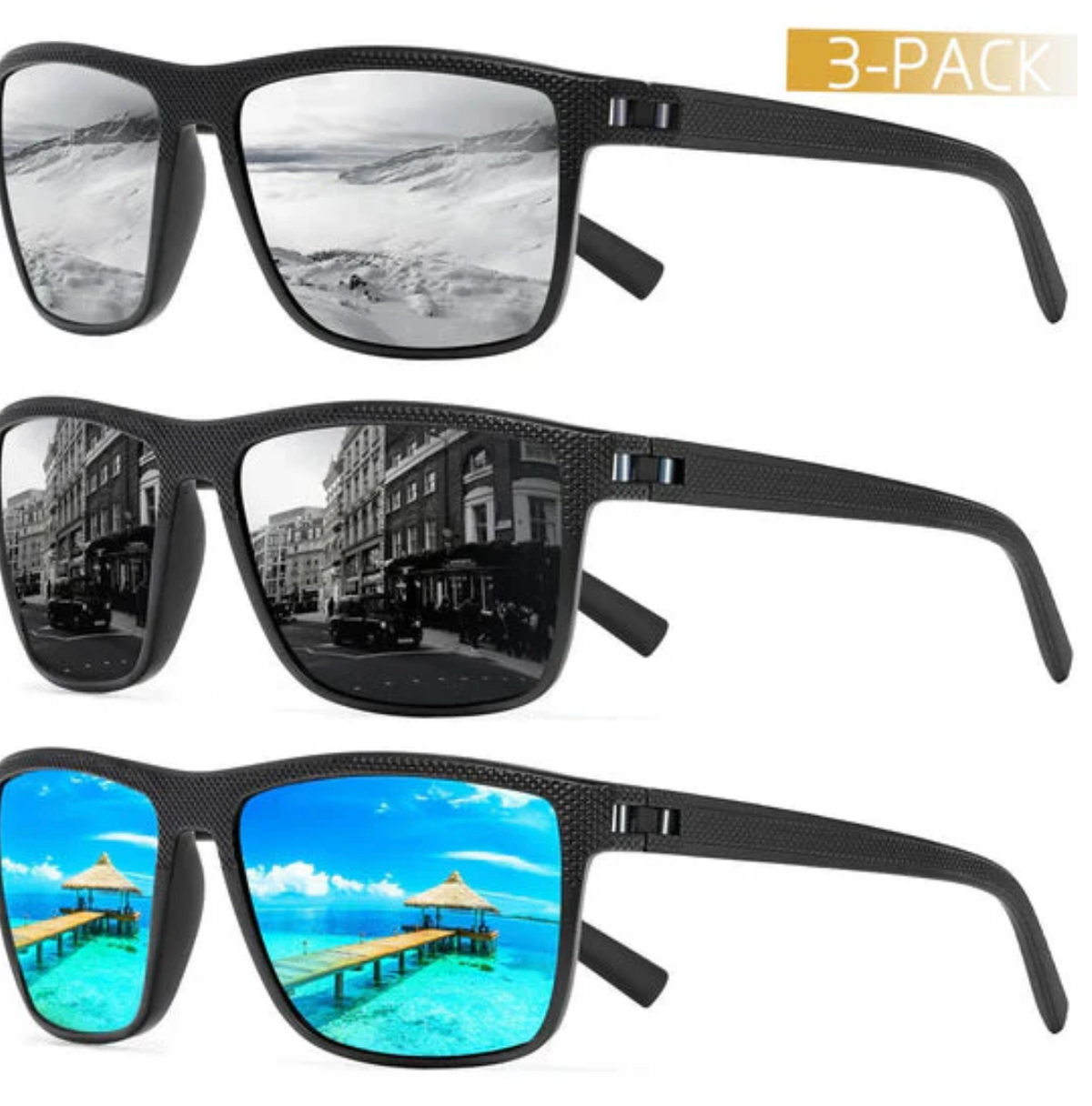 UV400 Polarized Sunglasses 3-Pack for Driving Glare Reduction Day Night Vision Protection Men Women | Thomler