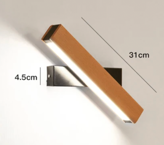 Rotating LED Wall Sconce with Wood Accent – Adjustable Minimalist Light for Bedroom & Living Room | Thomler