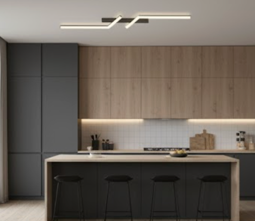 Dimmable LED Ceiling Light Flush Mount with Remote Control – Modern Aluminum Linear Panel | Thomler