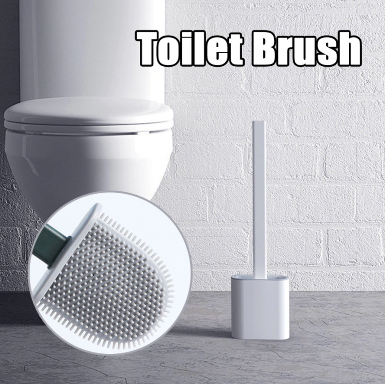 Bathroom Toilet Brush with Holder Silicone Bristles Antibacterial Floor Standing Wall Mount Non-Slip for Toilet Bowl | Thomler