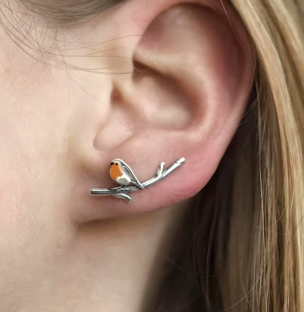 Artisan Bird Earrings in Colored Glass with Sterling Silver Hooks for Women | Thomler