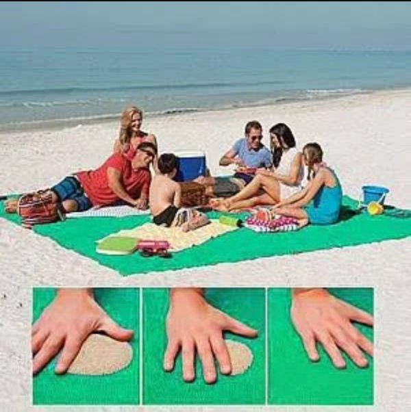 Sand-Free Beach Blanket Oversized 79x79 Inch Outdoor Mat with Sand-Proof Mesh Technology for Beach Picnic Park | Thomler