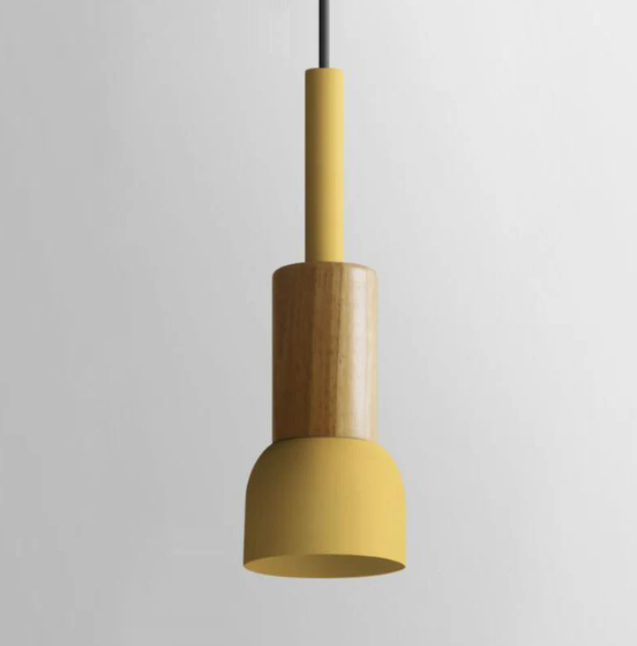 Wooden Pendant Light with Colorful Shade Scandinavian Modern Ceiling Fixture for Kitchen Dining Room Bedroom E26 Hardwired | Thomler