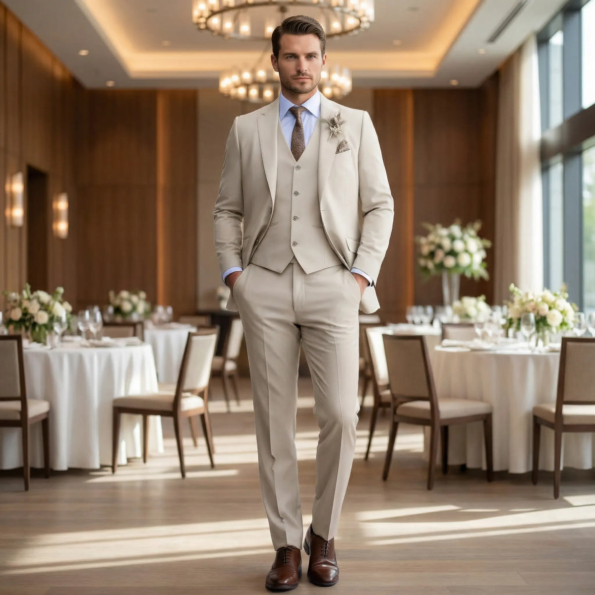 Three-Piece Tailored Suit – Contemporary Fit Formal Ensemble with Vest & Trousers for Weddings, Galas, Business Events | Thomler