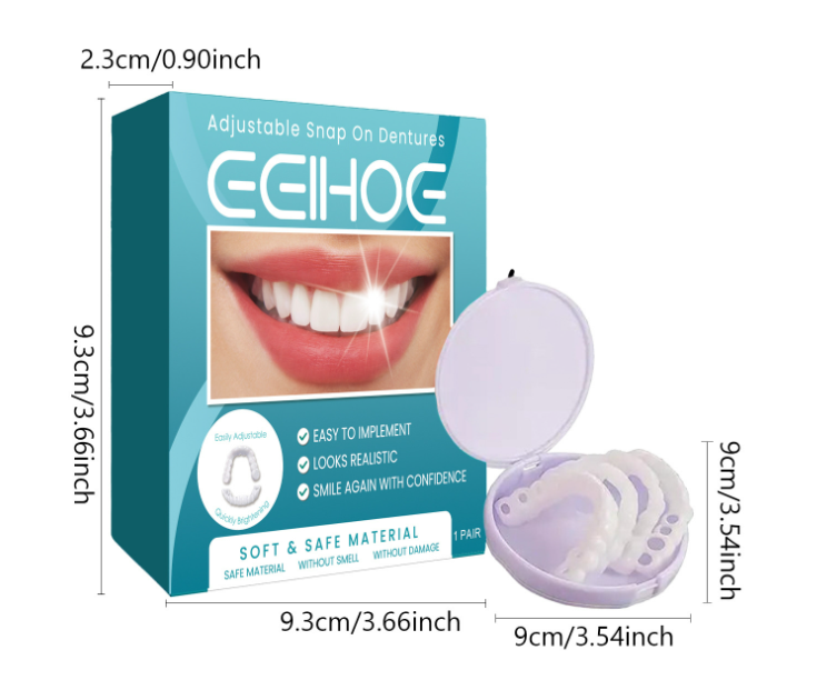 Cosmetic Tooth Veneer Snap-On Cover – Adjustable Fit for Natural-Looking Smile, Removable & Reusable Temporary Smile Enhancement | Thomler