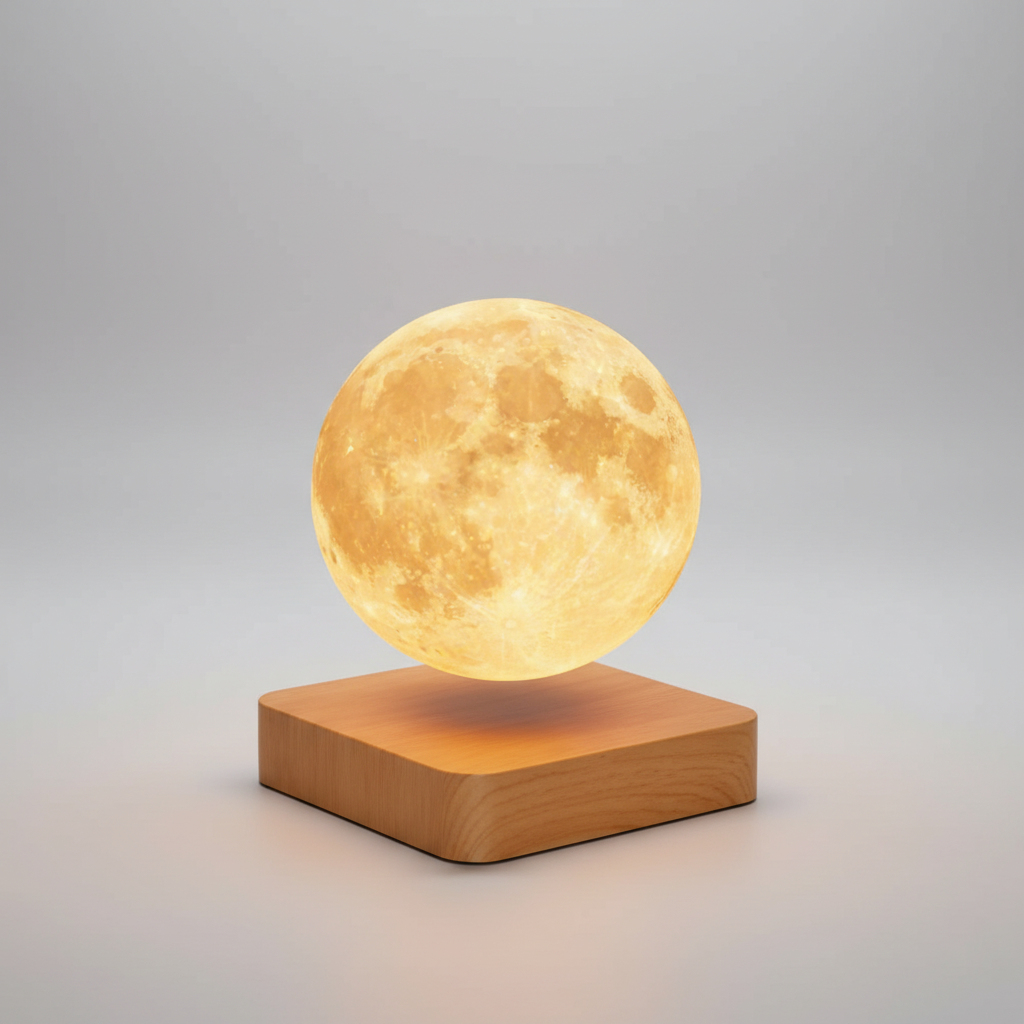 Table Lamp Wood Floating Moon LED Rechargeable Bedroom Night Light Decorative Ambient Lighting Dimmable Colour Changing | Thomler