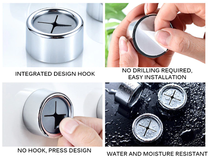 Towel Holder Stainless Steel Set Of 3 Self Adhesive Silver Kitchen Bathroom Wall Organiser Hookless Cloth Rack | Thomler