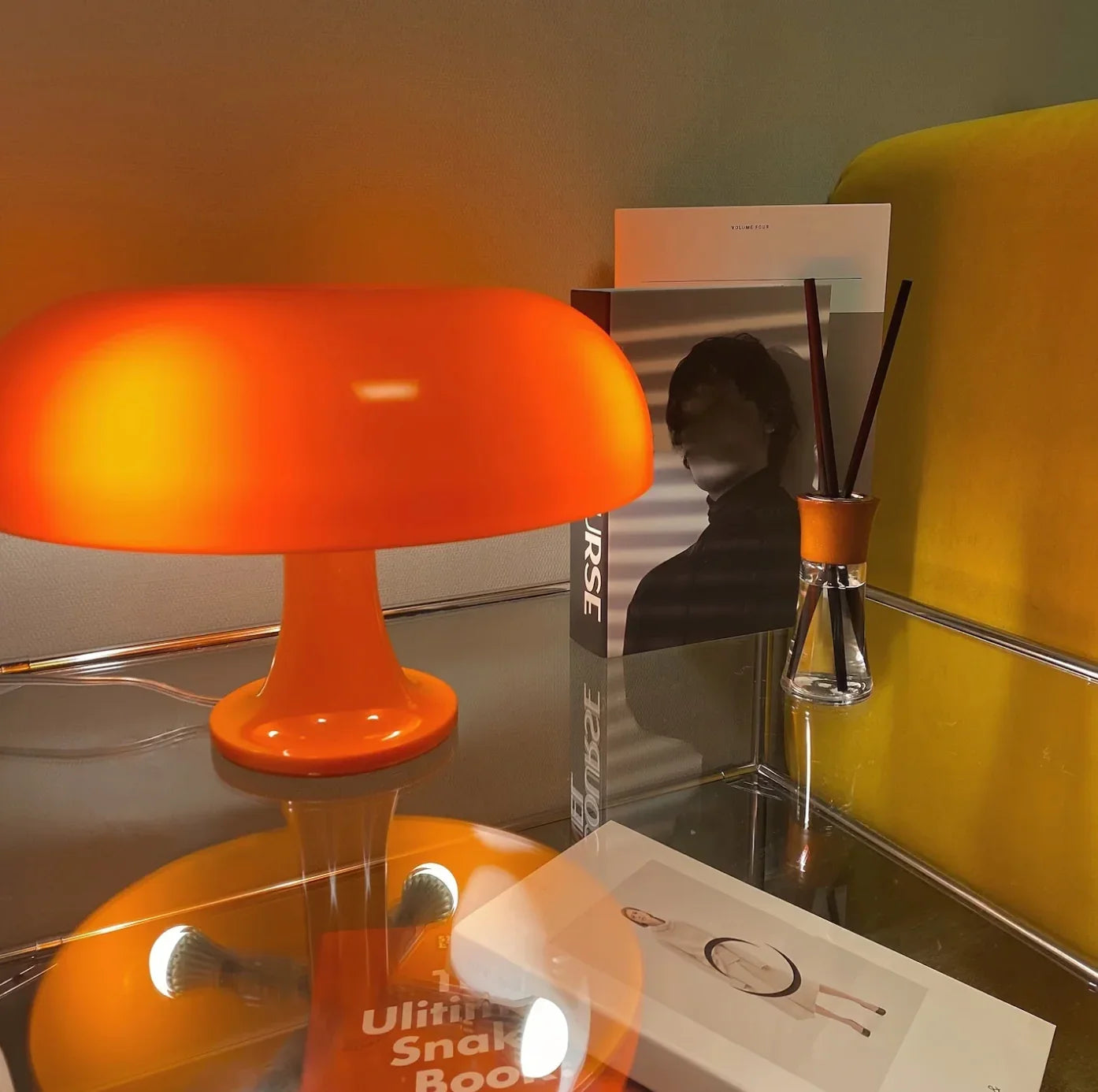 Table Lamp PVC 28.0 cm Orange Bedroom Living Room Mushroom Desk Light Retro Accent Lighting | Thomler