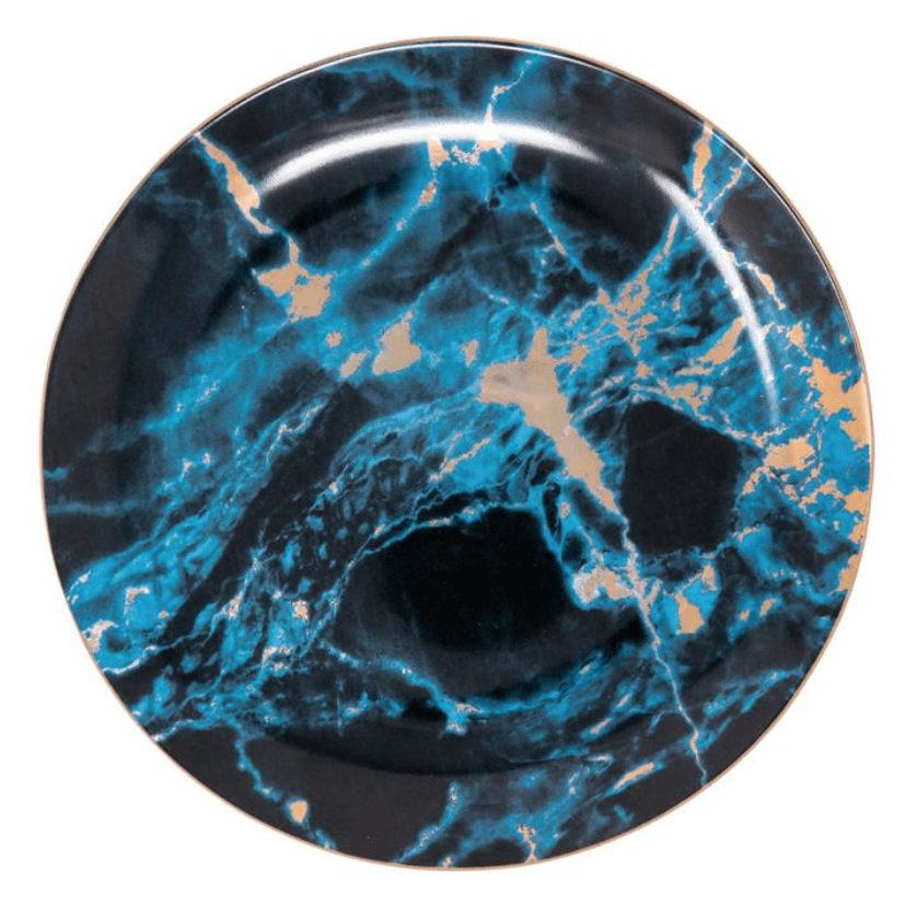 Dinner Plates Porcelain Marble Pattern 20.0 cm (7.9") Gold Rim Dining Table Dessert Salad Serving Tableware Set | Thomler