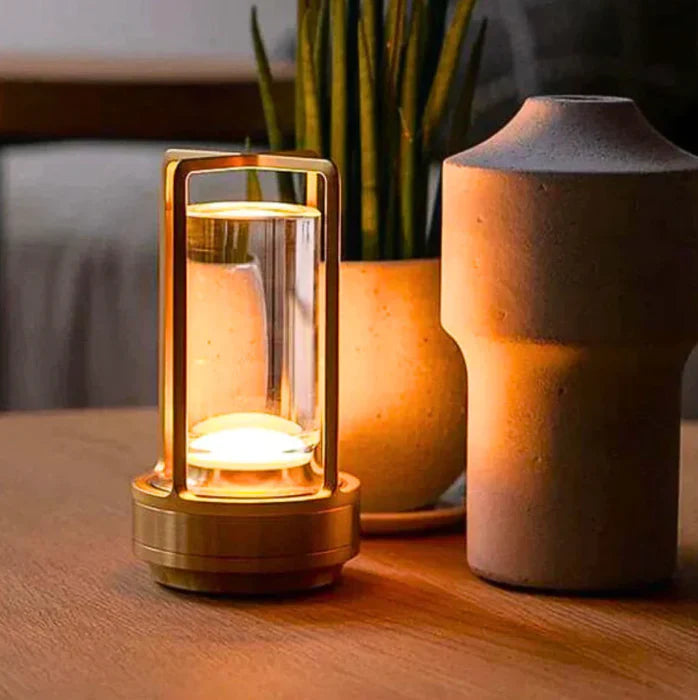 Table Lamp PVC Metal 7 in Cordless Crystal Accent Light Portable Bedroom Living Room Decorative Night Lamp | Thomler